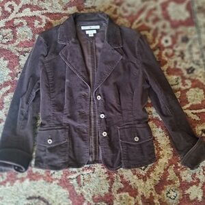 Retro Y2k Tommy Hilfiger Stretch Dark Brown  Corduroy Fitted Jacket /Blazer SM/M